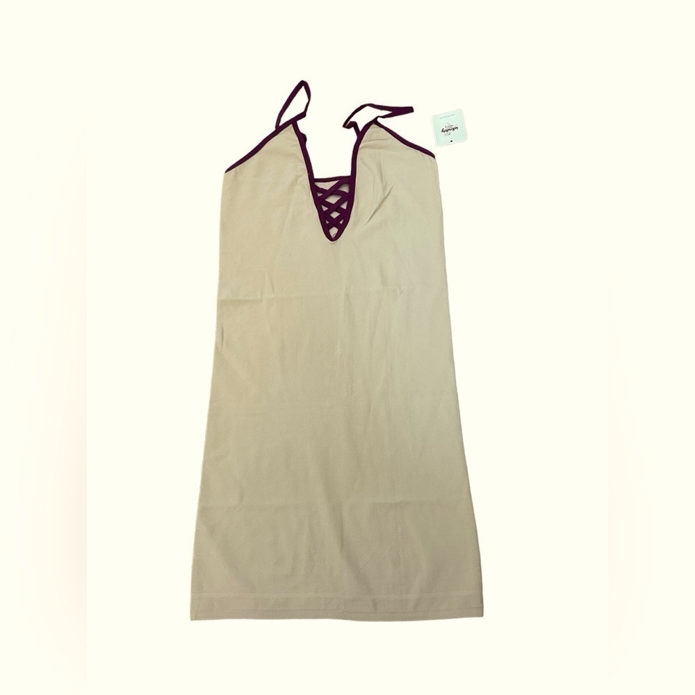 Free People Intimately Plunge Cross Front Beige Fitted Half Slip Sz Xs/S NWT